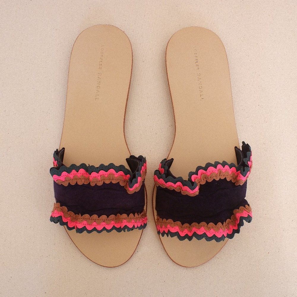 Loeffler Randall Birdie Ruffle Slide - Navy Suede - 10.5 - Picture 2 of 6